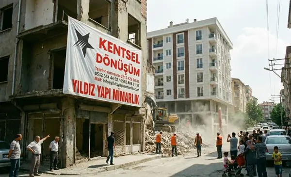 Kentsel dönüşüm kapsamında riskli bina yıkım çalışması