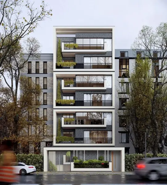 Modern konut projesi 3D ön cephe görseli
