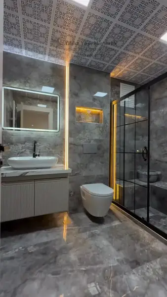 Siyah profilli duşakabin, Etiler banyo tasarımı