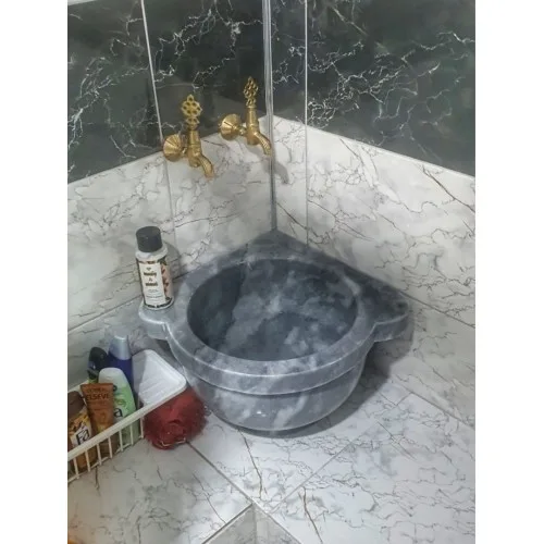 Akm Dekor – Gri Düz Köşe Mermer Kurna