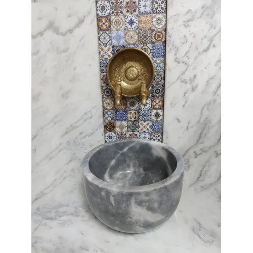 Akm Dekor – Gri Çanak Mermer Kurna