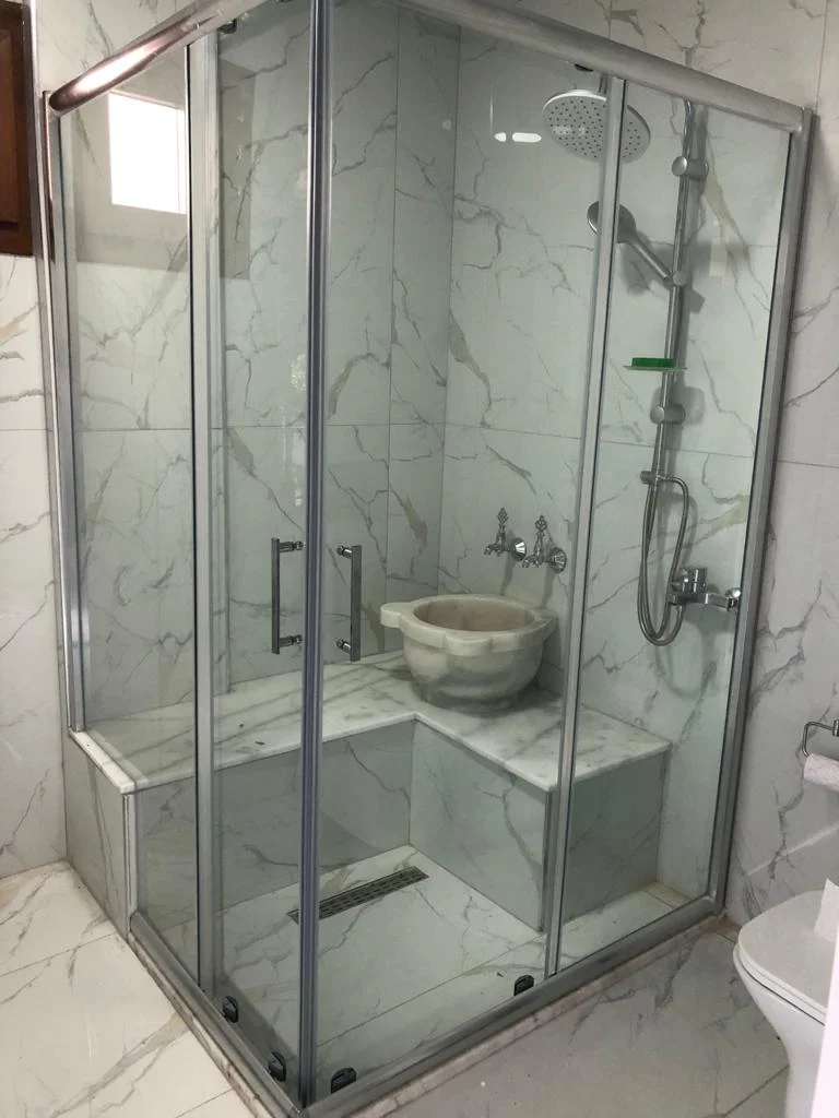 100-110 cm Krom Sürgülü Kapı Köşe Duşakabin